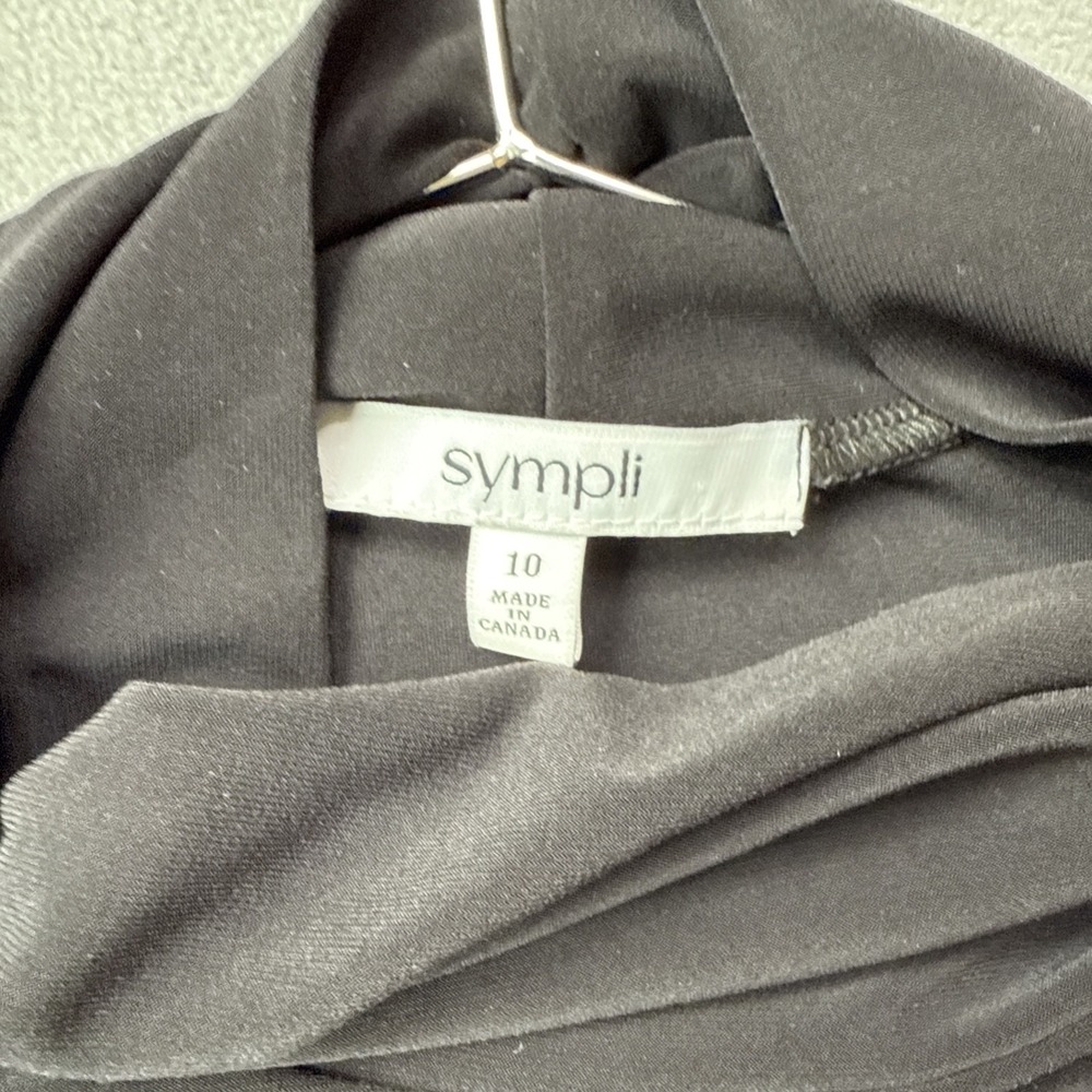 Sympli Turtleneck Womens 10 Black Jersey Long Sleeve Stretch Canadian Made Top - Picture 3 of 9